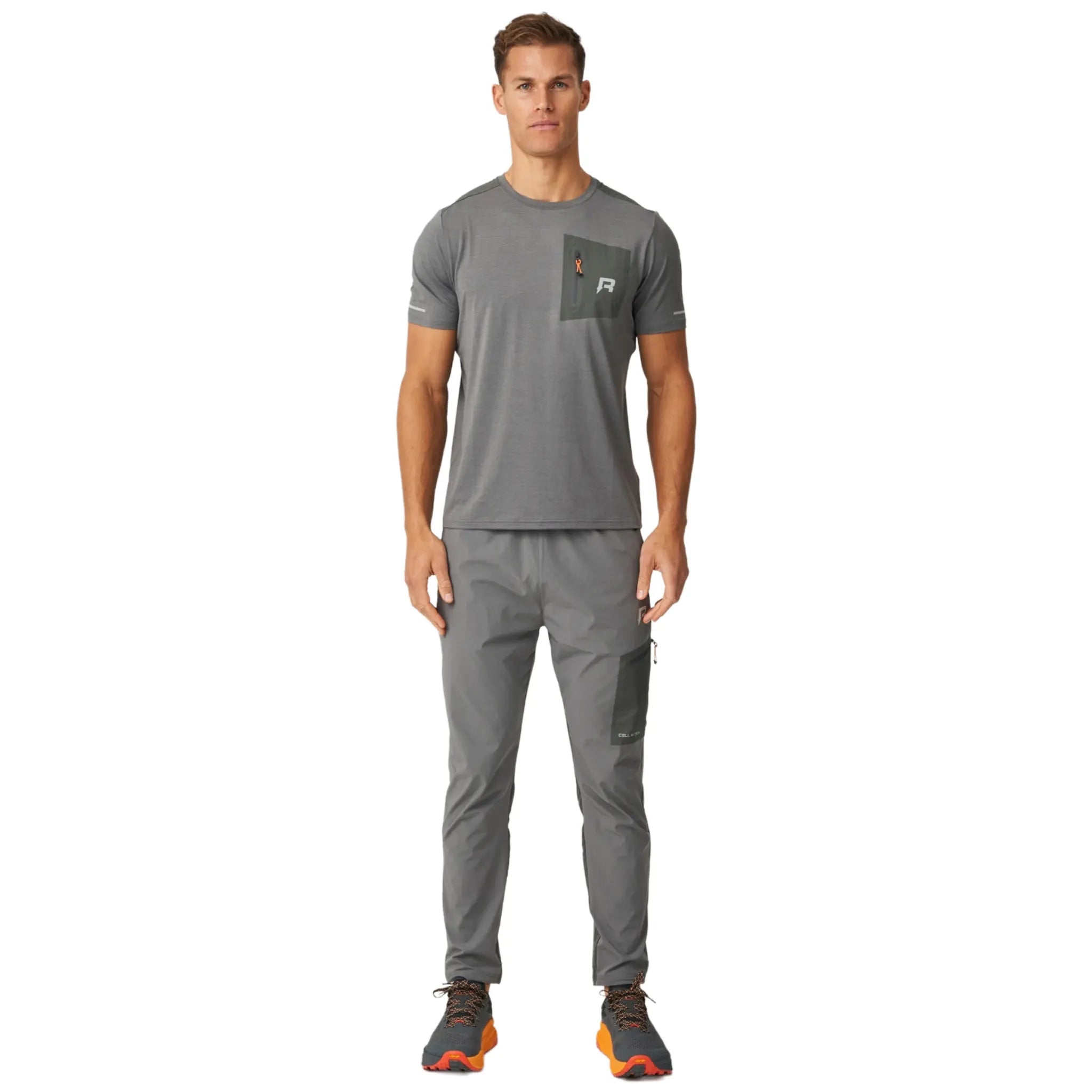 Front View of Reprimo Cell Charcoal Slate Track Pants REP254-249